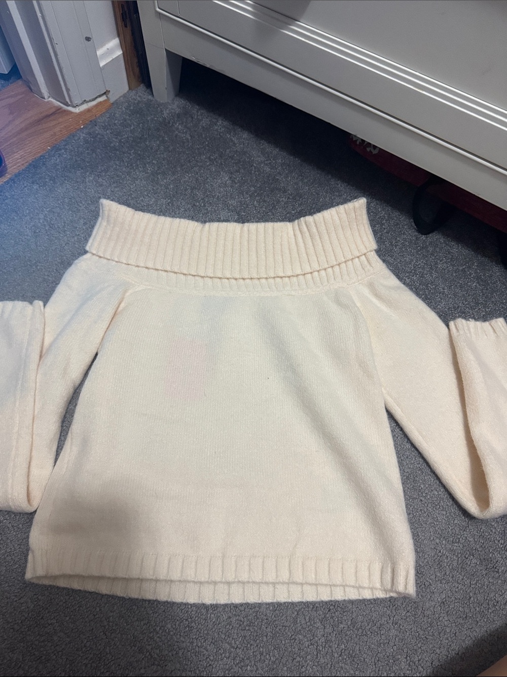 NWT Off-Shoulder Cream Women's Sweater - Soft Knit